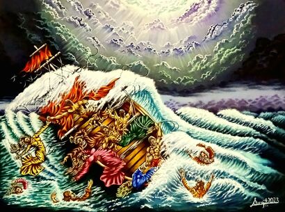 The Storm In The Sea  - a Paint Artowrk by Surajit  Purkait